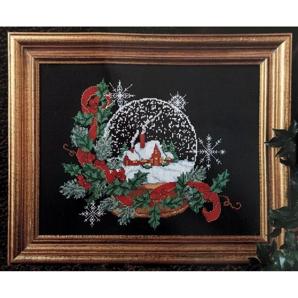 Butterick Counted Cross Stitch Kit Christmas Classics Snow Globe No. 1936 11x14